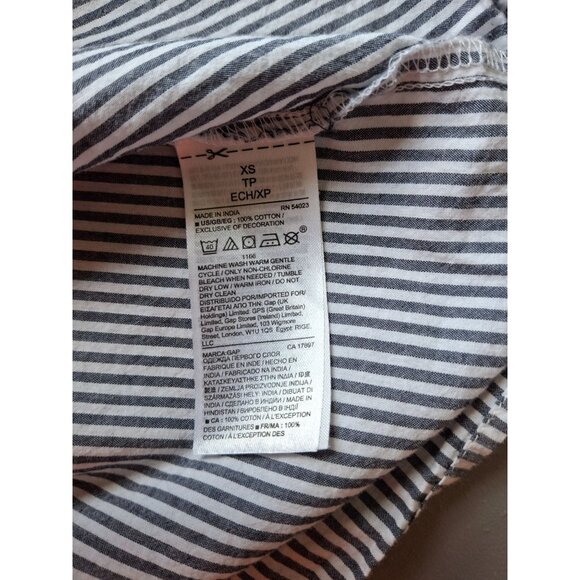 Gap Womens Peasant Top XS Blue Striped Embroidered 3/4 Bell Sleeves Boho - Picture 4 of 7